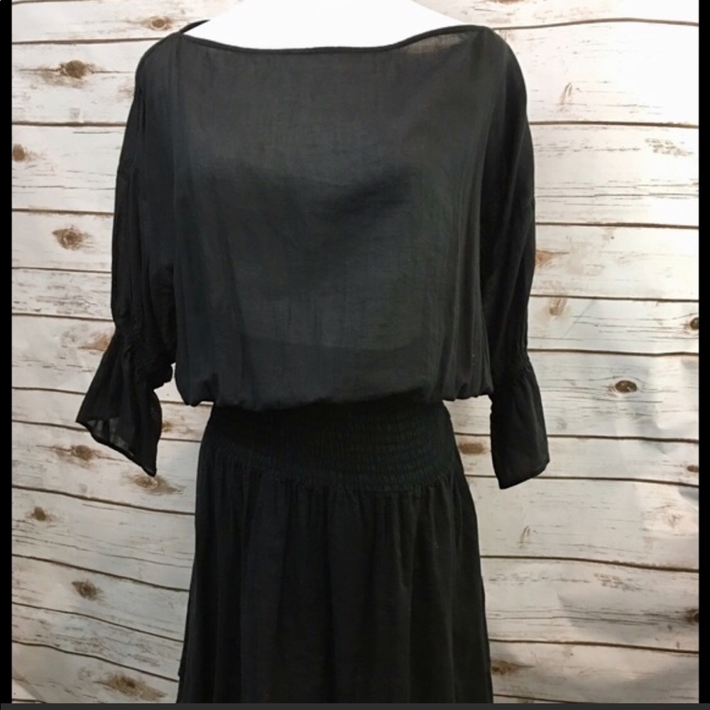 AJ Armani Black Cover Up Sheer Tunic Top Sz 8
